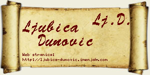 Ljubica Dunović vizit kartica
